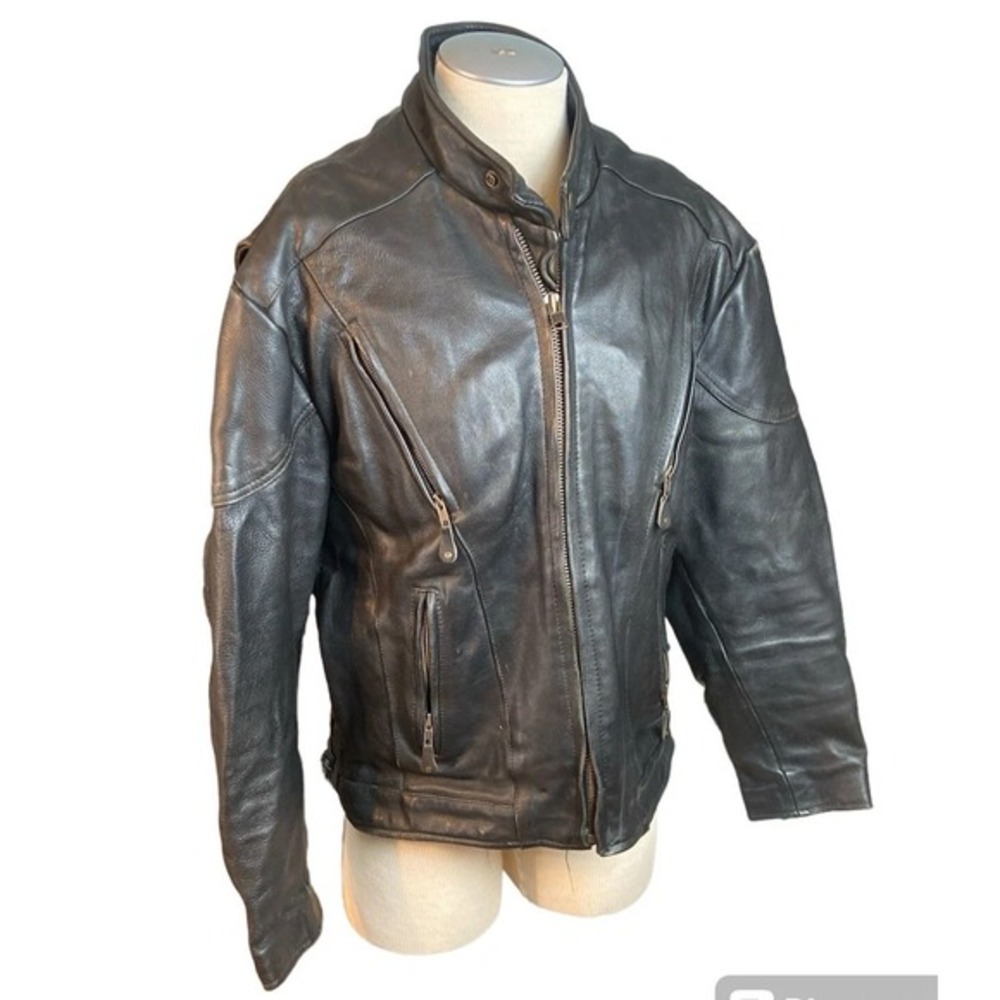 Unik Ultra Motorcycle‎ Jacket Leather Size 48 Black Mens  Heavy Duty